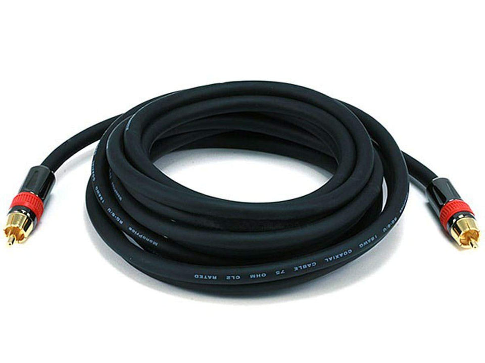 Monoprice 102682 RG6 cable with gold-plated RCA connectors for high-fidelity digital audio