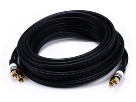 Monoprice 105347 close-up of gold-plated RCA connectors for reliable connections.