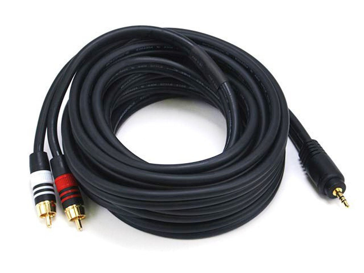 Monoprice 105600 15-foot 3.5mm stereo to dual RCA cable for portable-to-home audio use