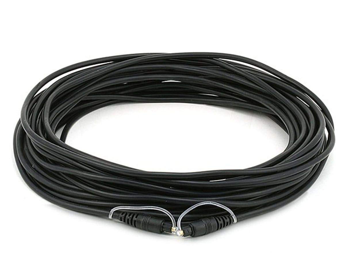 Monoprice 106735 front connector showing Toslink ends and molded strain relief for lasting performance
