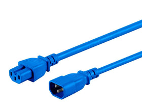 Monoprice 133658 blue 6ft PC power extension, C14 male to NEMA 5-15 female.