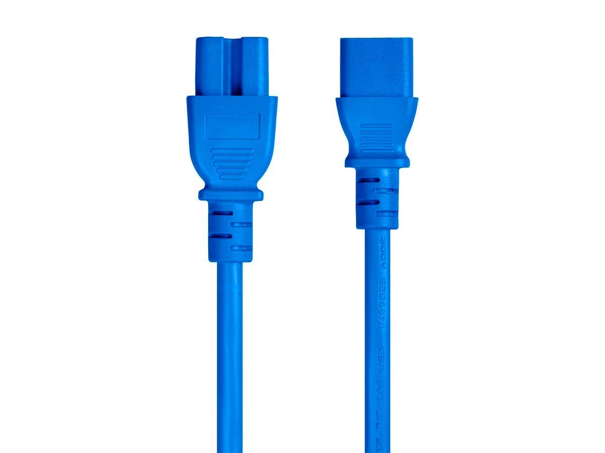 Monoprice 133658 heavy-duty blue 14AWG cable, 6ft, C14 to NEMA 5-15, PC power extension.