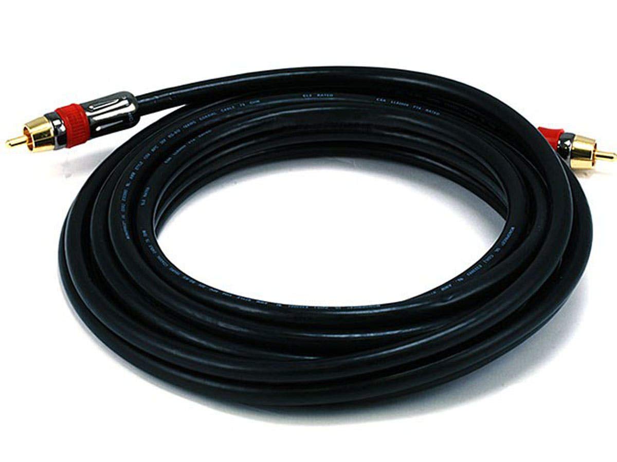 Monoprice 15ft coaxial cable with gold plated RCA connectors for high quality audio transmission