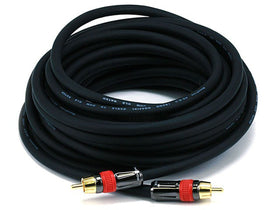 Monoprice 25ft coaxial cable front packaging showing length and CL2 safety