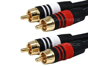 Monoprice close-up of gold-plated RCA connector with color rings for easier hookup