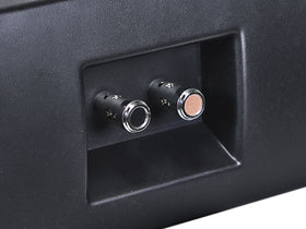 Monoprice 5.1 system's black finish blends with home decor and media setups.
