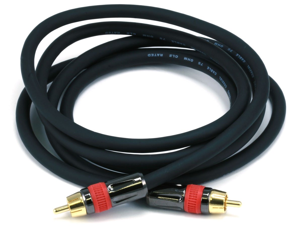 Monoprice 6ft RG6/U coaxial cable for high-quality digital audio (S/PDIF) connections.