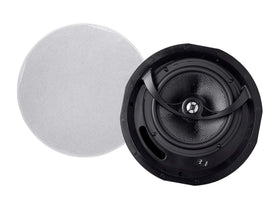 Monoprice Alpha 2-Way ceiling speaker with carbon fiber woofer delivering deeper bass and clean highs.