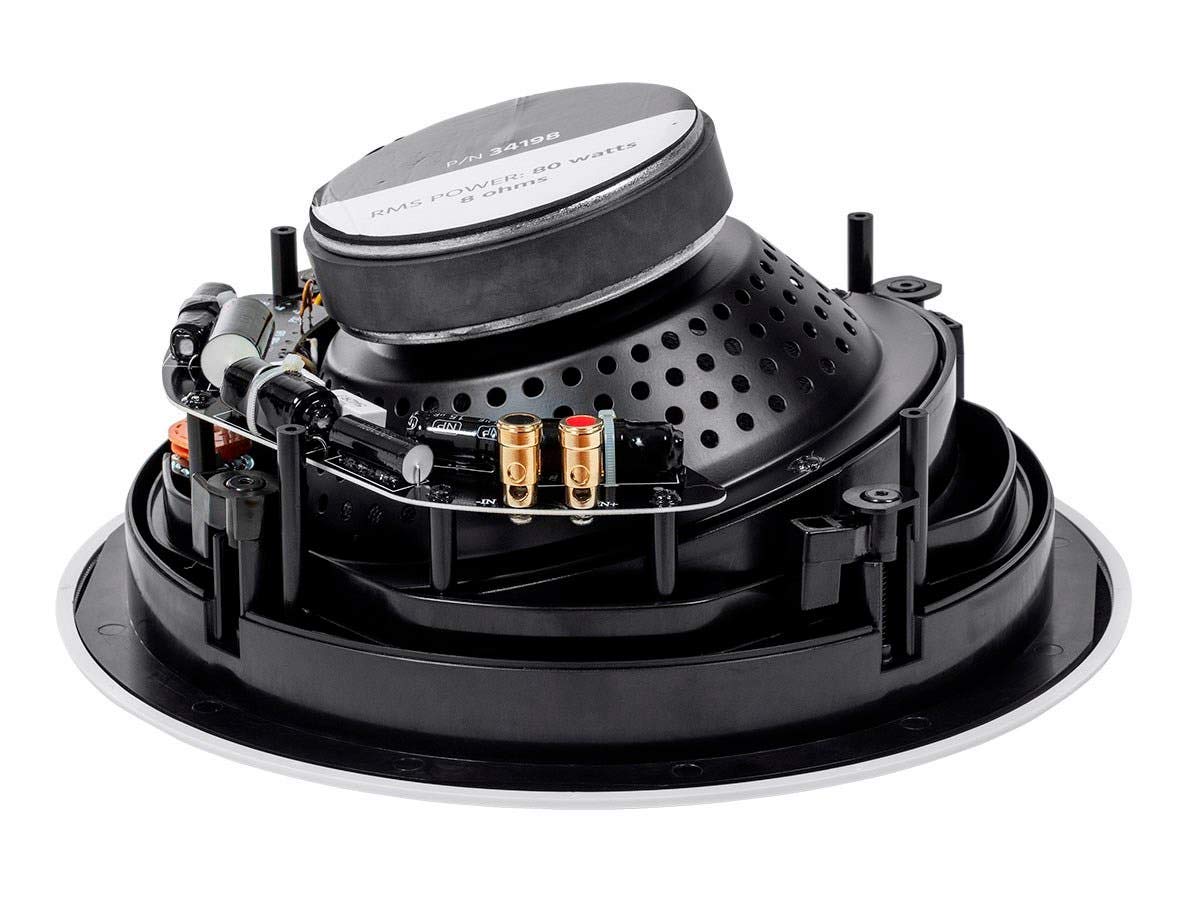 Alpha Series ceiling speaker with 15-degree angled drivers for immersive sound
