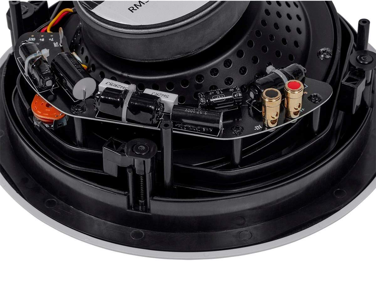 Carbon fiber woofer in Monoprice Alpha speaker delivering powerful dynamics with low distortion