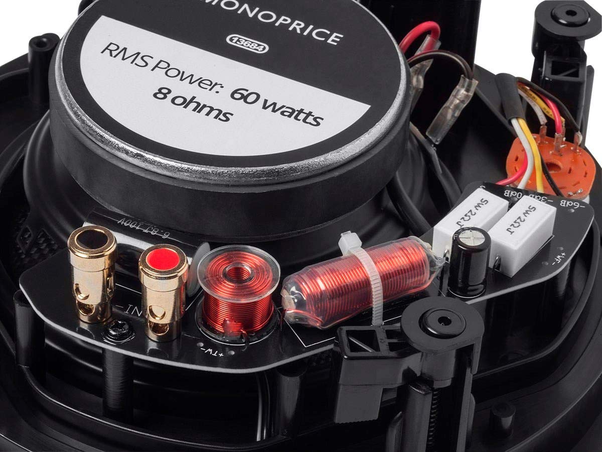 Monoprice Alpha 2-Way ceiling speaker matched Alpha Series components ensure balanced sound
