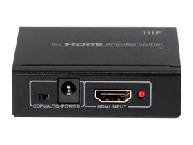 Monoprice Blackbird connected setup demonstrating splitter sending one source to two TVs