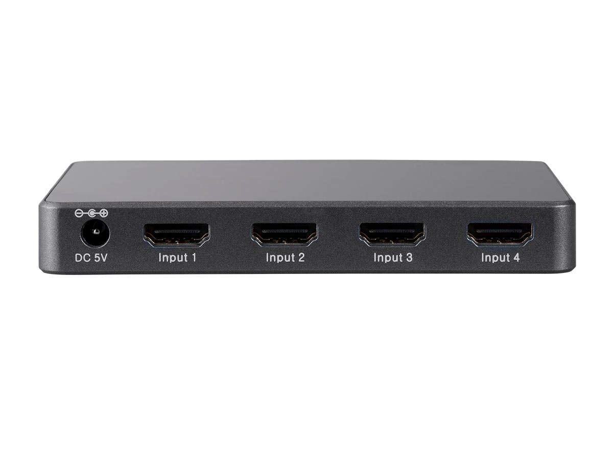 Monoprice Blackbird analog audio output jack being used with powered speakers