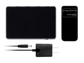 Monoprice Blackbird next to smartphone for scale showing compact, space-saving design