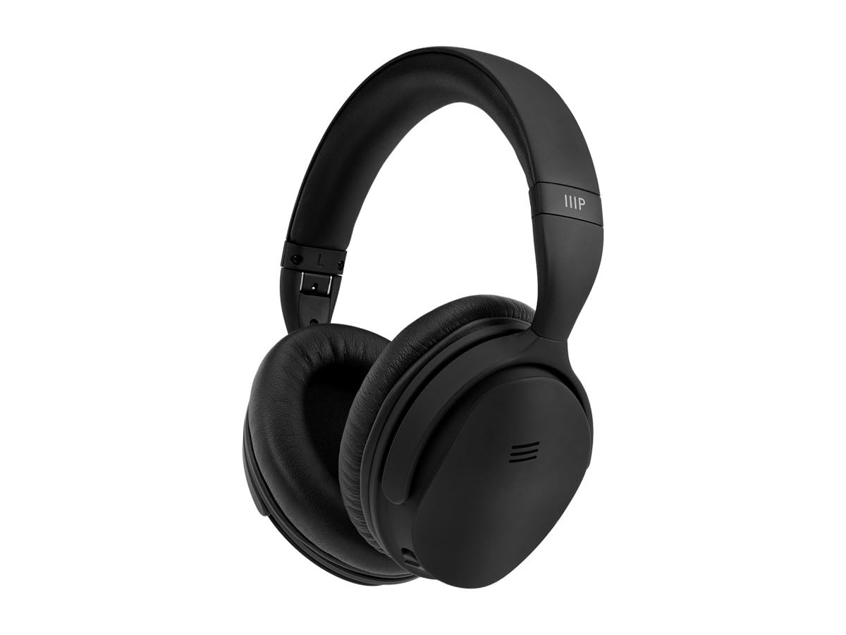 Monoprice BT-300ANC front view showing sleek black finish and comfortable fit