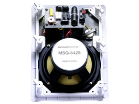 Monoprice Caliber in-wall sound stage showing discreet installation