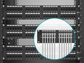 Monoprice Cat6 patch panel black steel finish emphasizes durability.