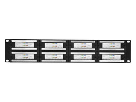 Monoprice Cat6 patch panel with numbered ports for quick maintenance.