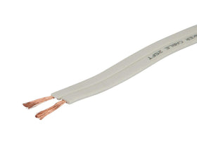 Monoprice flat speaker wire front packaging showing 100ft and CL2 rating benefit neat installation