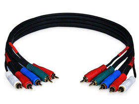 Monoprice 5-RCA cable front view showing connectors and black jacket, reliable analog hookup