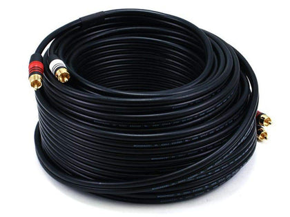 Monoprice RCA cable front plugs showing clean connection and durability