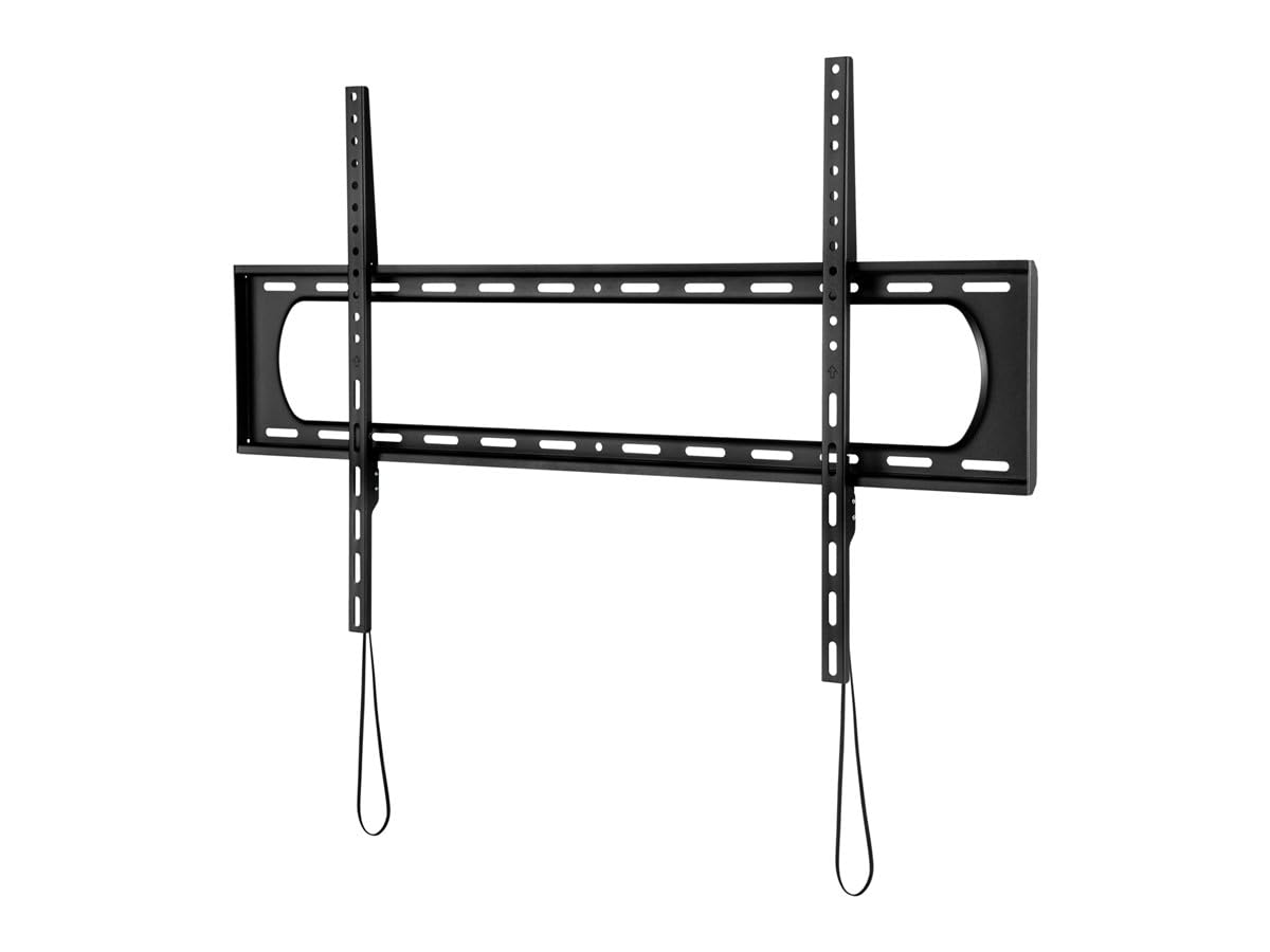Monoprice front view of mount holding large TV showing clean installation and stability