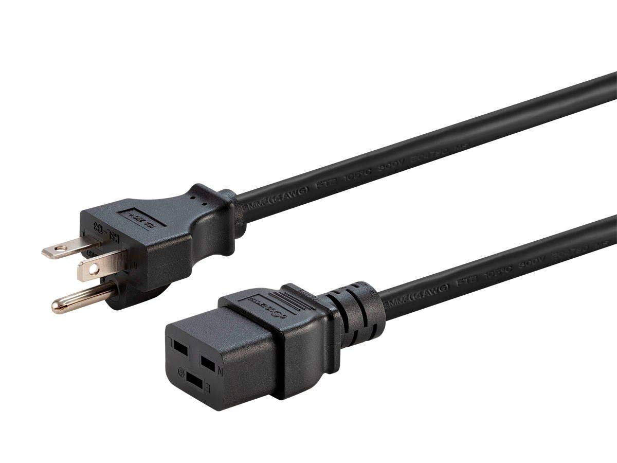 Monoprice 6-20P to C19 connector shown for UPS compatibility and flexible setup.