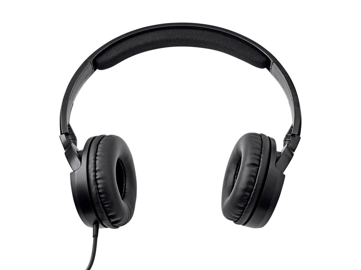 Monoprice headphones mic detail highlights built-in microphone for hands-free use.