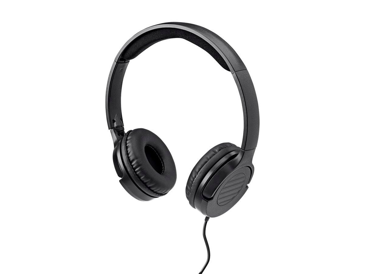Monoprice Hi-Fi lightweight on-ear headphones viewed from the side for everyday listening.