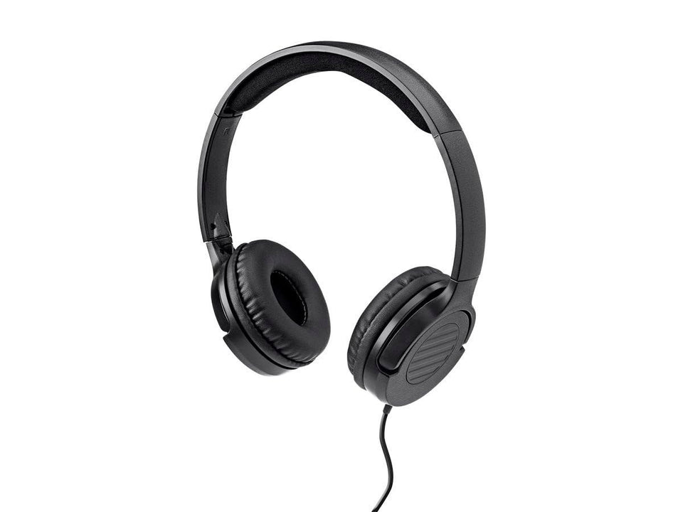 Monoprice Hi-Fi lightweight on-ear headphones viewed from the side for everyday listening.