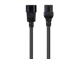 Monoprice IEC C14 to C15 cable closeup highlighting rugged connector design.
