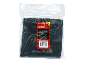 Monoprice tie securing bundled cables through eyelet for organized equipment and easy hanging