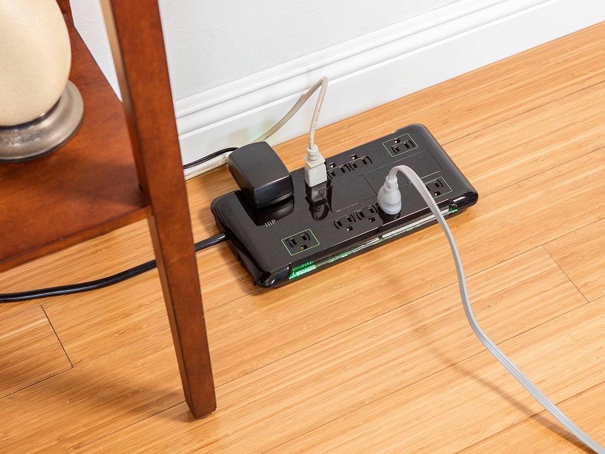 Monoprice in a desk setup powering multiple devices for organized workspace benefit