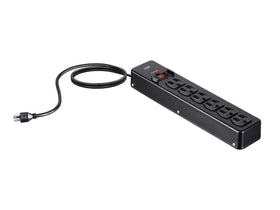 Monoprice metal-top surge protector shown from above for rugged durability.