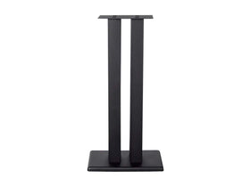 Close-up of adjustable spikes on Monoprice Monolith stand for carpet isolation.