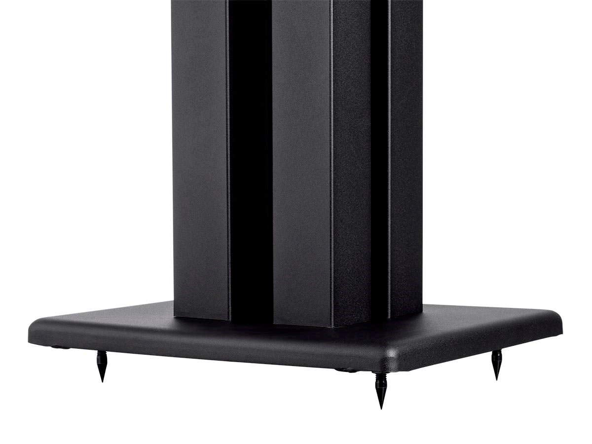 Monoprice Monolith stand on floor demonstrates stable, compatible support for diverse speakers.