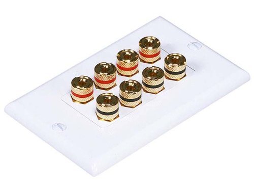 Monoprice Moonrise gold-plated binding posts closeup for corrosion-resistant contact