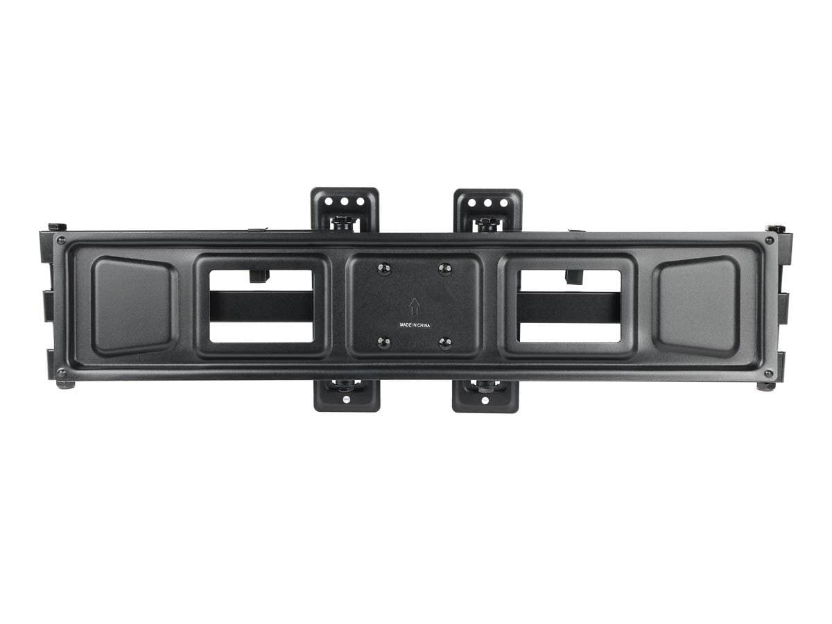 Monoprice mounted curved TV in a corner, illustrating centered placement and improved sightlines