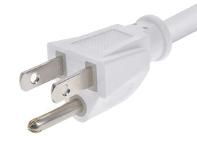 Monoprice NEMA 5-15P plug detail showing grounded prongs for safer connections