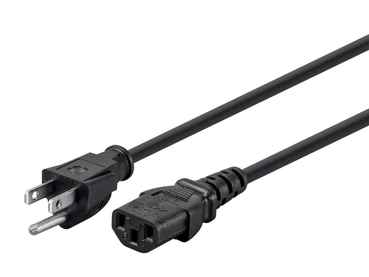 Monoprice power cord NEMA 5-15P to IEC C13, 3ft, grounded for PC setups.
