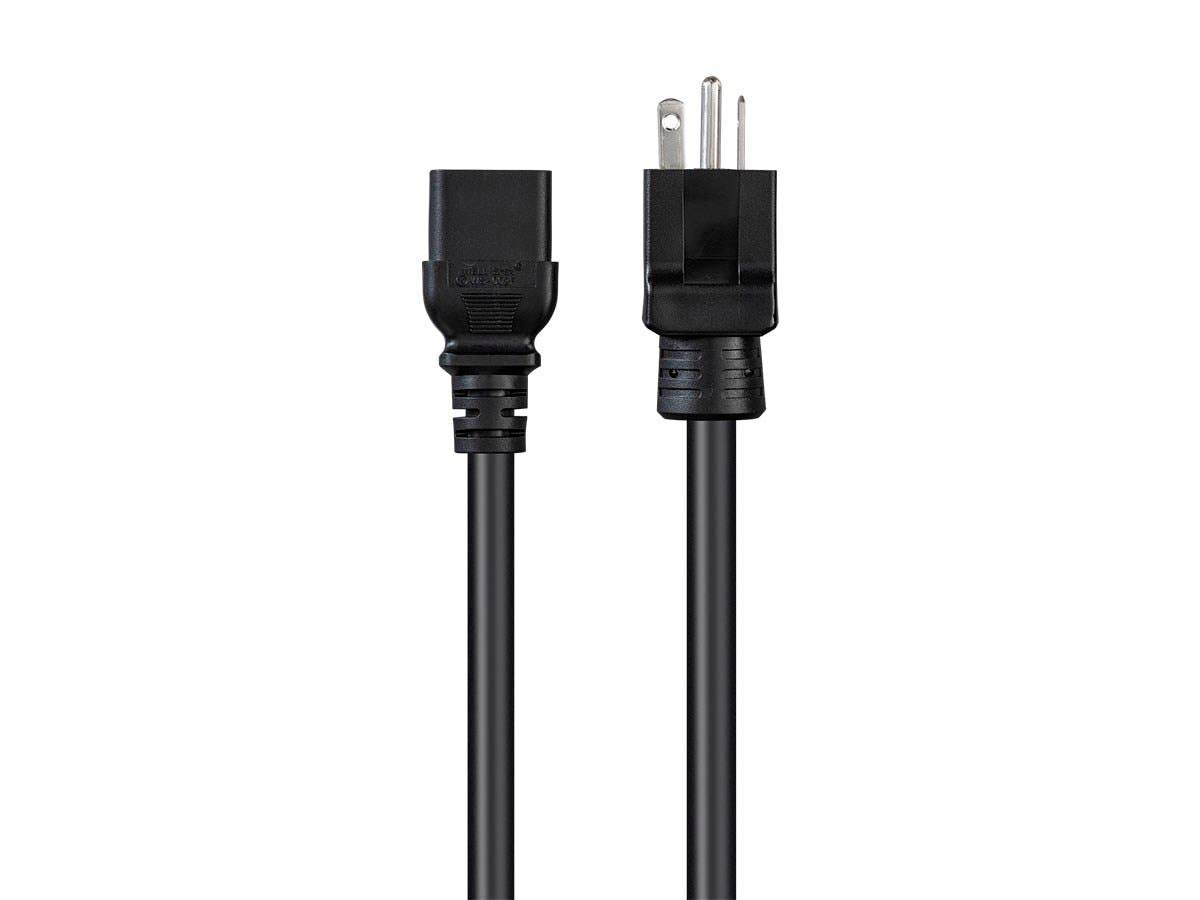 Close-up of Monoprice cord plug for NEMA 5-20P to IEC C19 compatibility