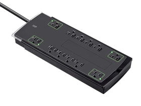 Monoprice close-up of outlets highlighting spacing and easy plug insertion benefit