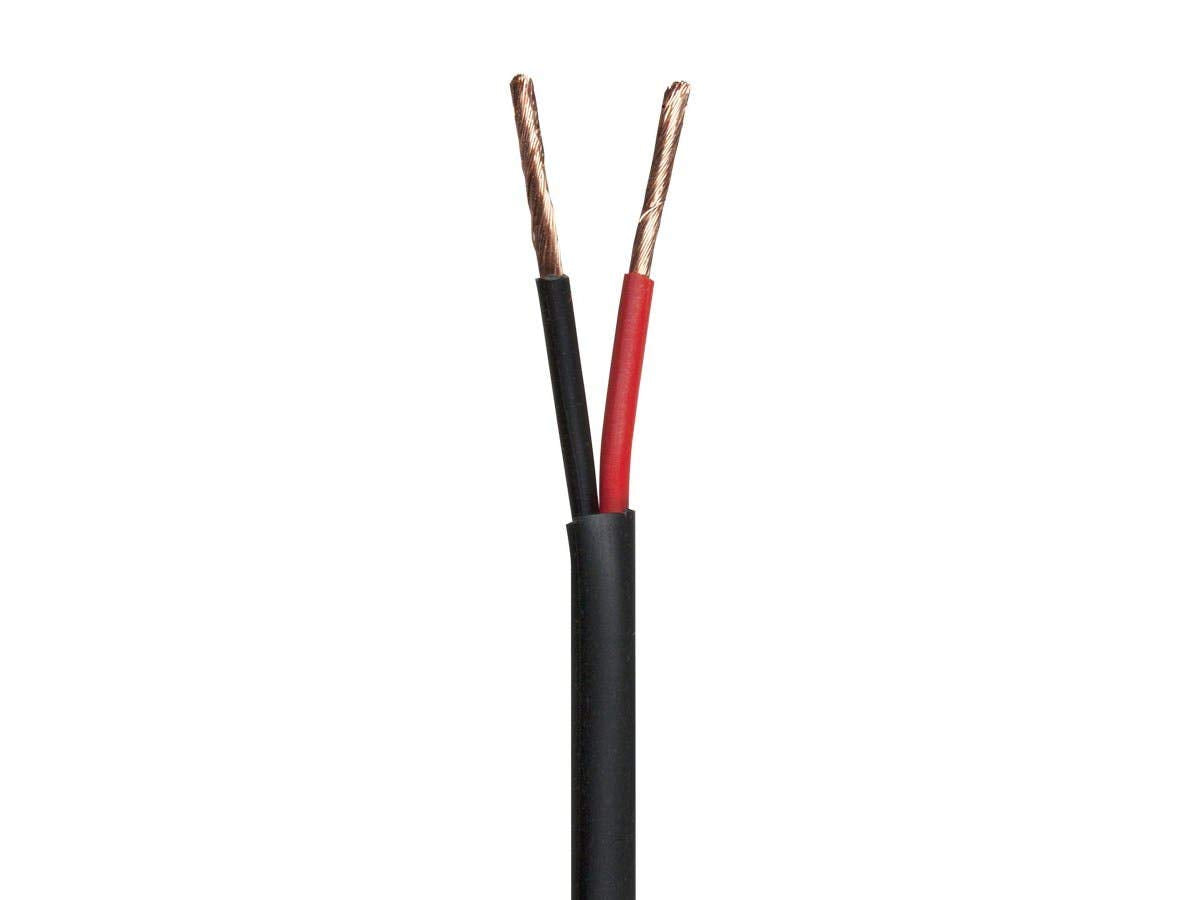 Monoprice plenum speaker wire front label showing 100ft and CMP rating for safe installs