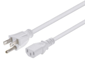 Monoprice 10 ft white power cord with NEMA 5-15P plug and IEC 60320 C13 for PC power