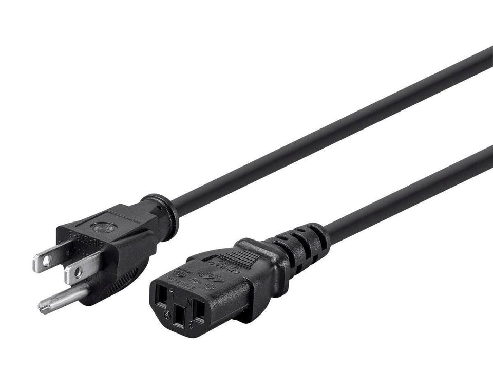 Monoprice power cord with NEMA 5-15P to IEC C13 end for PC power.
