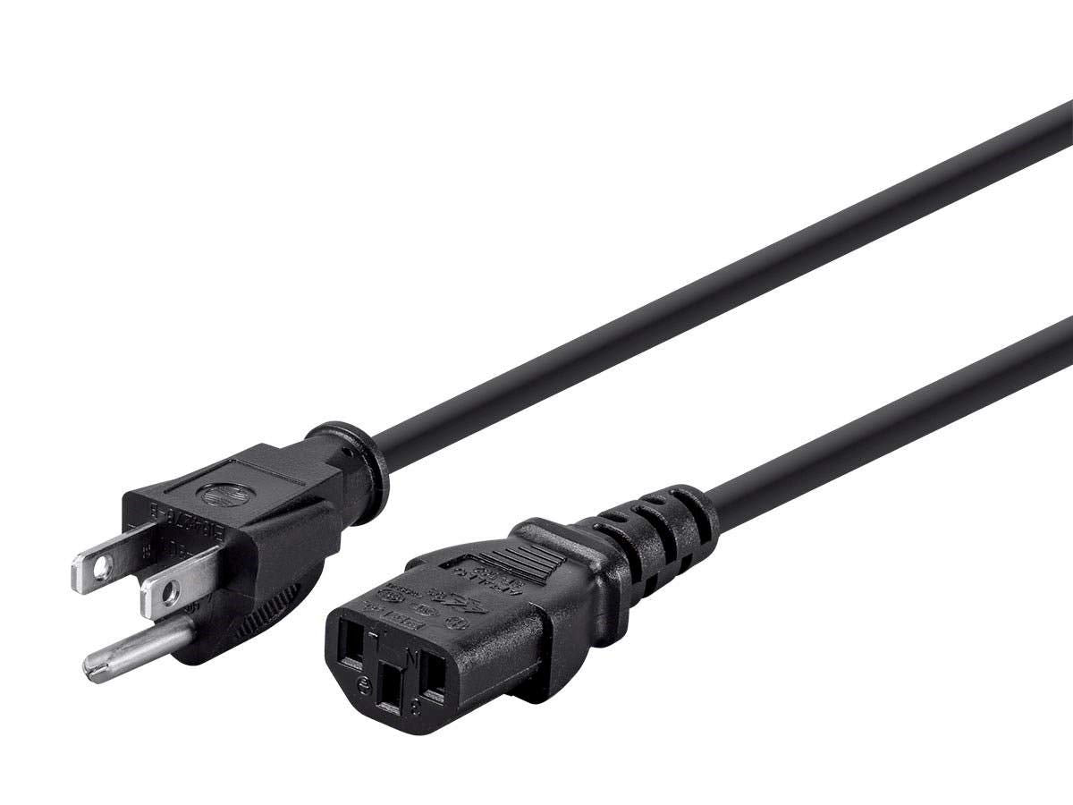 Monoprice power cord NEMA 5-15P to IEC C13 with 20ft reach for reliable desk power