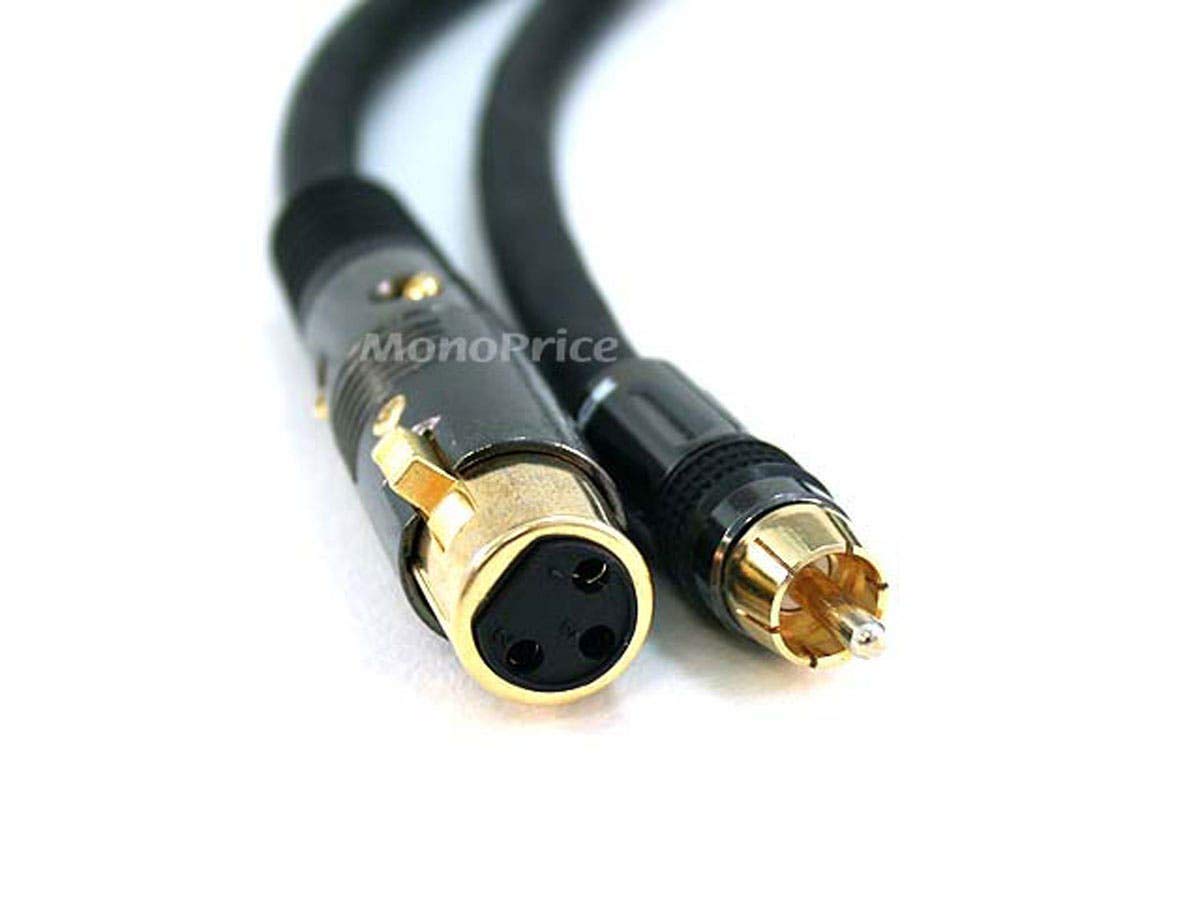 Monoprice Premier Series gold-plated connectors close-up for durable audio connections