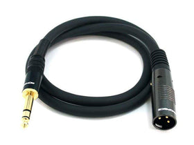 Monoprice Premier XLR to TRS front view showing connectors and gold plating for clean signal