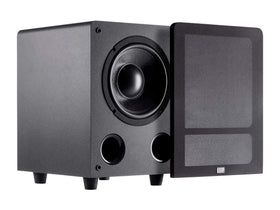 Monoprice Premium Select Subwoofer auto on/off indicator and power controls for energy-efficient use.