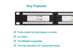 Monoprice mounted in 19-inch rack for neat organized cabling